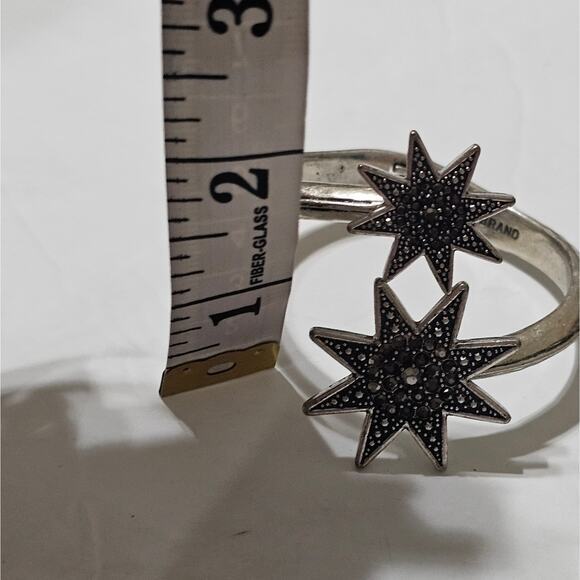 Lucky Brand Hinged Silver Tone Huge Pave‎ Starburst Bracelet - Picture 4 of 8